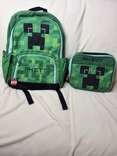 Usado, Mochila e lancheira Pottery Barn Minecraft Creeper Critter brilho escuro grande Rhett comprar usado  Enviando para Brazil