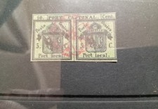 Suíça 1843 Genebra Porto Cantonal 5c + 5c Par de Selos Usados Falsificação Gato Alto  comprar usado  Enviando para Brazil