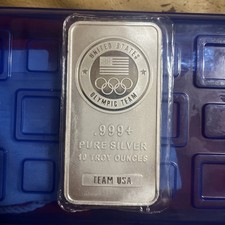 Barra de arte de prata fina lacrada equipe olímpica dos Estados Unidos EUA 10 oz .999  comprar usado  Enviando para Brazil