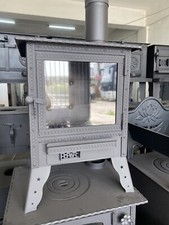 Estufa de leña compacta con puerta de vidrio calentador de espacio pequeño hecha a mano segunda mano  Embacar hacia Mexico