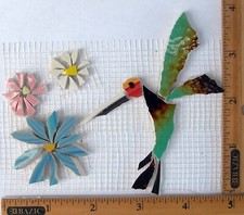 Usado, Mosaico colorido beija-flor e margarida azulejo corte quebrado porcelana prato conjunto de azulejos comprar usado  Enviando para Brazil