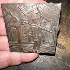 Bloco de impressão (homem segurando folha de madeira compensada) precisa de bloco de madeira! Face de cobre comprar usado  Enviando para Brazil