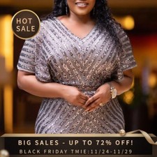 Vestido feminino plus size 3XL elegante roupa formal design simples lantejoulas longo comprar usado  Enviando para Brazil