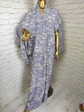 Japoński antyczny vintage lata 40. kimono odzież etniczna krepa jedwab kwiatowy jeden rozmiar wysoki na sprzedaż  PL