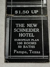 Capa Matchbook Novo Hotel Schneider, Pampa, Texas comprar usado  Enviando para Brazil