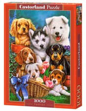Używany, Puzzle 1000 elementów. Szczeniaki na sprzedaż  PL