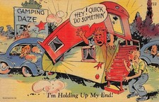 Cartão postal vintage de linho "Camping Daze" RAY WALTERS trailer quadrinhos c1940s comprar usado  Enviando para Brazil