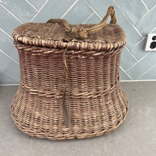 Cesta de pesca vintage de vime com enfeite de peixe de madeira cesta de pesca rústica comprar usado  Enviando para Brazil