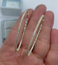 Brincos de argola de diamante simulado corte redondo muito grande folheados a ouro amarelo 14k comprar usado  Enviando para Brazil