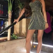 Mini vestido feminino bordado metálico glitter designer raro DSQUARED2 US$ 1250 P comprar usado  Enviando para Brazil