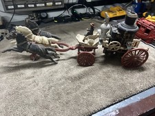 Usado, Wilkins Toy Co 1890s ferro fundido dois cavalos puxado vagão de fogo brinquedo antigo comprar usado Usado, Wilkins Toy Co 1890s ferro fundido dois cavalos puxado vagão de fogo brinquedo antigo comprar usado  Enviando para Brazil