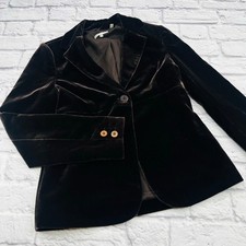 Jaqueta Blazer Feminina VINCE Botão Único Veludo Seda Tamanho 10 Marrom Manga Longa comprar usado  Enviando para Brazil