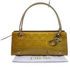 Autêntica bolsa de mão Christian Dior Cannage couro envernizado amarelo mostarda com D NS052053 comprar usado  Enviando para Brazil