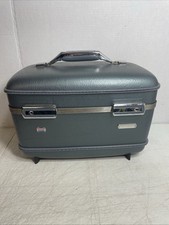 Usado, Mala de maquiagem vintage American Tourister Train Case azul/cinza sem chave comprar usado  Enviando para Brazil