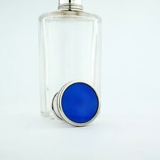 Antique Sterling Silver Guilloche Enamel Cut Glass Perfume Scent Flask Bottle. C, usado comprar usado  Enviando para Brazil