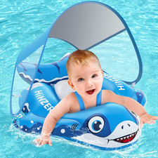 Flutuador inflável para piscina de bebê com dossel, flutuador inflável para natação de bebê com protetor solar UPF50+ comprar usado  Enviando para Brazil