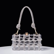 Bolsa de noite acrílica transparente clutch brilho strass corda nó bolsa para festa comprar usado  Enviando para Brazil