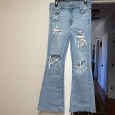 Jeans feminino American Eagle tamanho 10 cintura super alta alargamento desgastado comprar usado  Enviando para Brazil