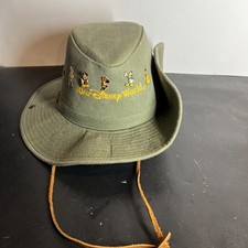 Usado, Chapéu de lona verde vintage Walt Disney World Safari com 6 pinos e alça de couro comprar usado  Enviando para Brazil