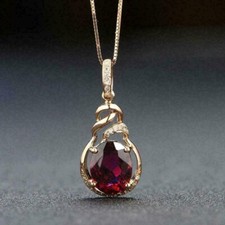 Usado, Pingente solitário granada vermelha natural corte oval 2 quilates folheado a ouro amarelo 14K comprar usado  Enviando para Brazil