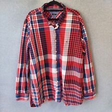 Camisa masculina Tommy Hilfiger XL manga longa com botões azul xadrez vermelho ajuste relax comprar usado  Enviando para Brazil