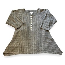 Túnica de linho mosaico EUA top Lagenlook listrado fluido popover botões esfregão pequeno comprar usado  Enviando para Brazil