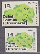 POLAND 1973 Matchbox Label Z#1095 pair, Day of the Forester and Woodcutter 1.04. na sprzedaż  PL