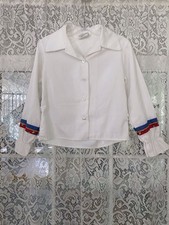Blusa estilo camponês vintage infantil feminina boho branca botão para cima Sears Roebuck anos 70 infantil comprar usado  Enviando para Brazil