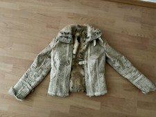 Felljacke lederjacke beige gebraucht kaufen  Berlin