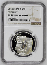 2013 Ukraina S5H Hryven Macierzyństwo Srebrna moneta odporna NGC PF 69 ULTRA CAMEO na sprzedaż  Wysyłka do Poland