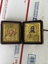 Caixa de viagem dobrável de veludo com fecho religiosa ortodoxa russa Jesus e Maria comprar usado  Enviando para Brazil
