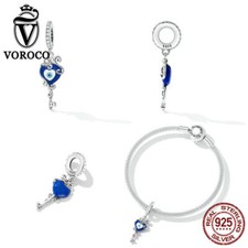 Pingente pulseira berloque contas Voroco prata esterlina 925 coração olho mau chave CZ  comprar usado  Enviando para Brazil