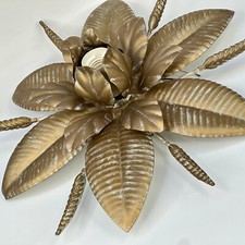 Luminária de teto vintage italiana cor creme e ouro folhas de metal toleware incomum comprar usado  Enviando para Brazil