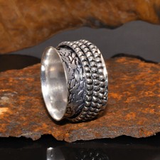 Handmade 925 Plata de Ley Tendencia Giratorio Anillo Worry Estrés Joyería comprar usado  Enviando para Brazil