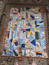 Colcha de retalhos feita à mão vintage fina amarrada à mão louca dupla face 39,5" X 57" comprar usado  Enviando para Brazil