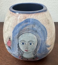 Vaso Adorável Estate MCM Polia PILLIN Azul Dama & Bird Assinado comprar usado  Enviando para Brazil