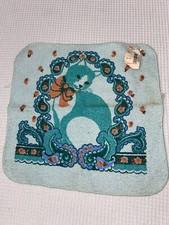Toalha de banho vintage canhão azul gato paisley NOS 80s retrô EUA algodão felpudo comprar usado  Enviando para Brazil