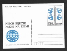 Polska, Poland Karta Pocztowa Cp Fi. 1024 -Towarzystwo Modlitwy o Pokój na Ziemi na sprzedaż  PL