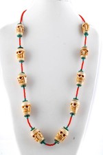 Colar de miçangas feminino designer coral turquesa esculpido em resina caveira comprar usado  Enviando para Brazil