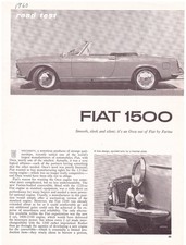 1960 Fiat 1500 Roadster, relatório detalhado de teste de estrada da revista de carros dos EUA comprar usado 1960 Fiat 1500 Roadster, relatório detalhado de teste de estrada da revista de carros dos EUA comprar usado  Enviando para Brazil