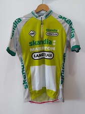 Używany, Skandia Maraton Quest odzież sportowa kolarstwo limonka t-shirt 3 kieszenie podświetlany jersey L na sprzedaż  PL