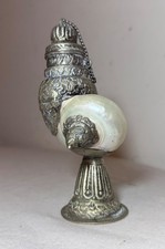 Usado, Antiga caixa de copo anglo-indiana prata metal montado Nautilus com tampa comprar usado Usado, Antiga caixa de copo anglo-indiana prata metal montado Nautilus com tampa comprar usado  Enviando para Brazil