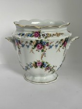 Cachepot (plantador)/vaso vintage de porcelana Flora com aro dourado recortado comprar usado  Enviando para Brazil