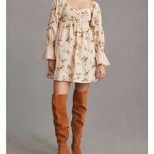 Mini vestido de boneca camponesa floral Anthropologie bordado manga longa XS comprar usado  Enviando para Brazil