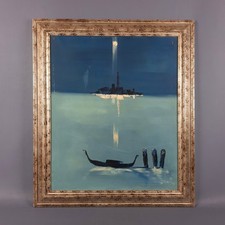 Quadro Dipinto Olio Su Tela Firmato A. Cavalieri Laguna Venezia Gondola XX Sec. comprar usado  Enviando para Brazil