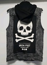 black denim waistcoat for sale  STOCKPORT