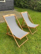 Pair wooden deckchairs for sale  SAFFRON WALDEN
