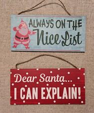 Placas de Natal engraçadas de Papai Noel penduradas placas de coroa de flores Papai Noel eu posso explicar-MDF comprar usado  Enviando para Brazil