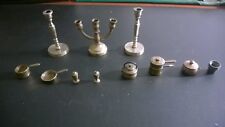Castiçal miniatura vintage de bronze para casa de bonecas conjunto de 2, candelabros e prato comprar usado  Enviando para Brazil