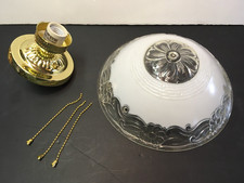 LUSTRE DE TETO ANTIGO VINTAGE 3 correntes bege/ART DECO VIDRO, usado comprar usado  Enviando para Brazil
